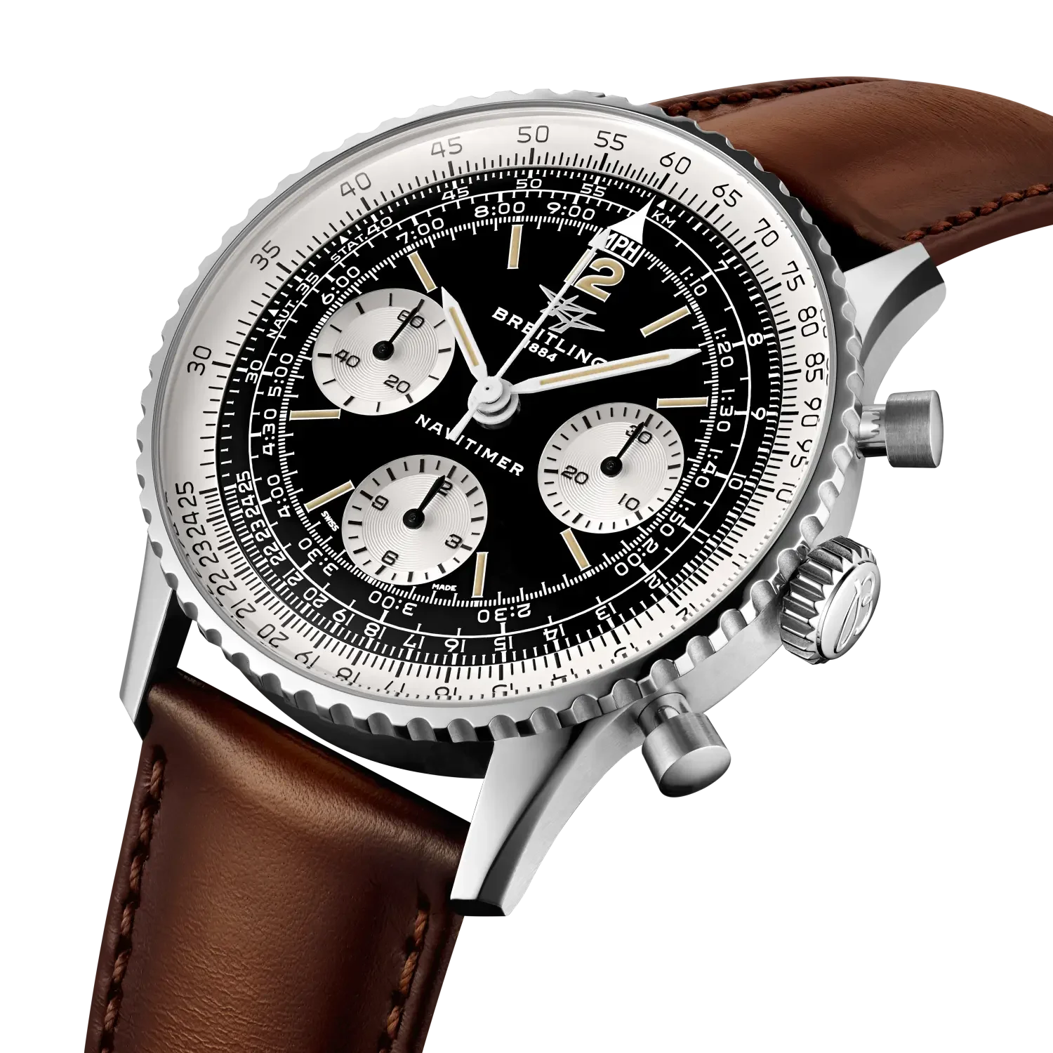 Breitling Navitimer B09 Chronograph 41 Miles Davis three-quarter official product view.