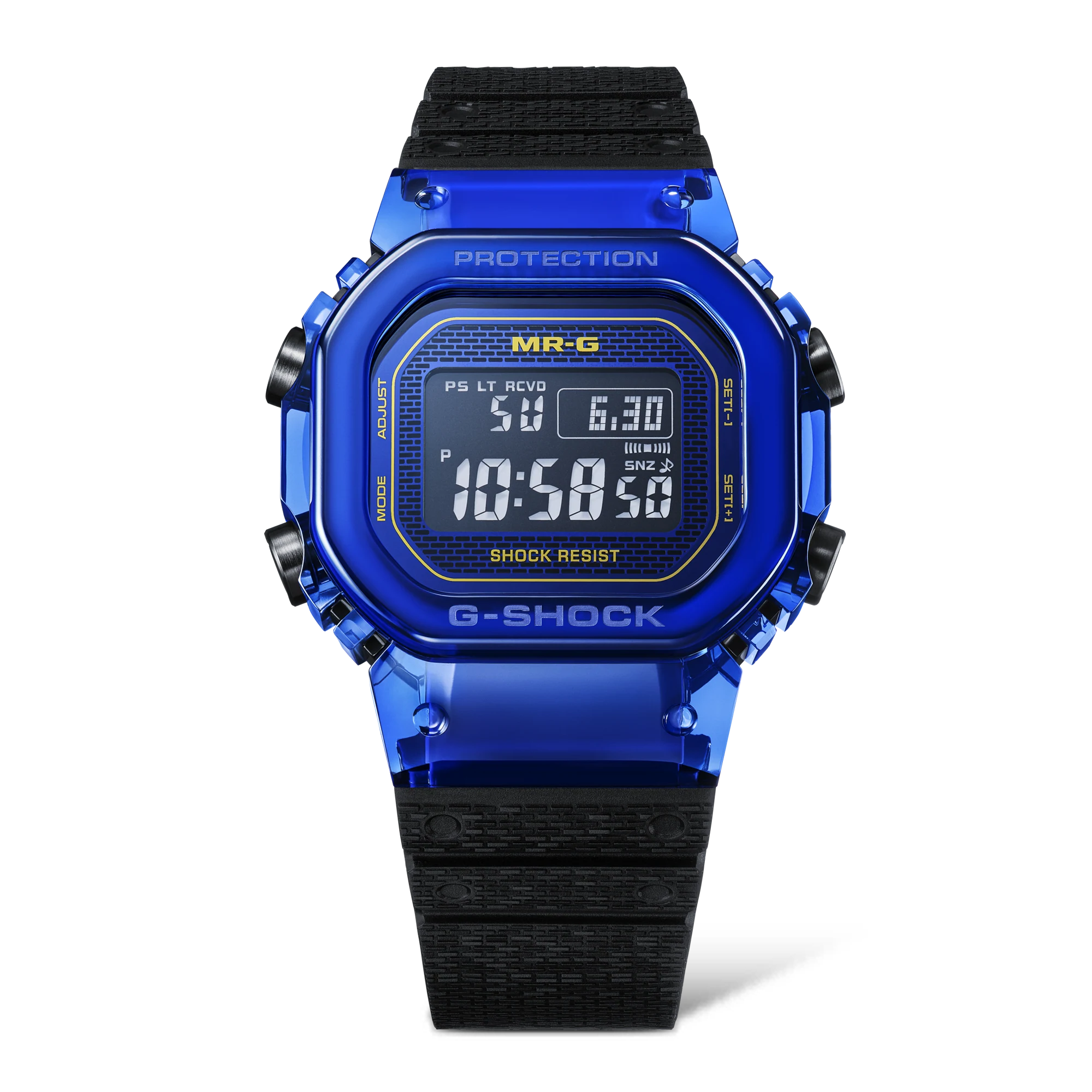 Official front view of the blue sapphire Casio G-SHOCK MR-G MRG-D5000