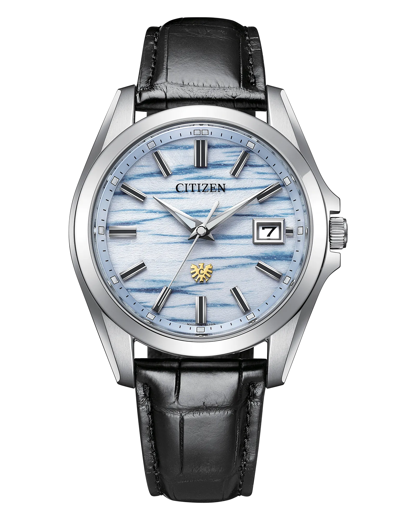 Official front view of The CITIZEN AQ4090-08A with indigo washi dial