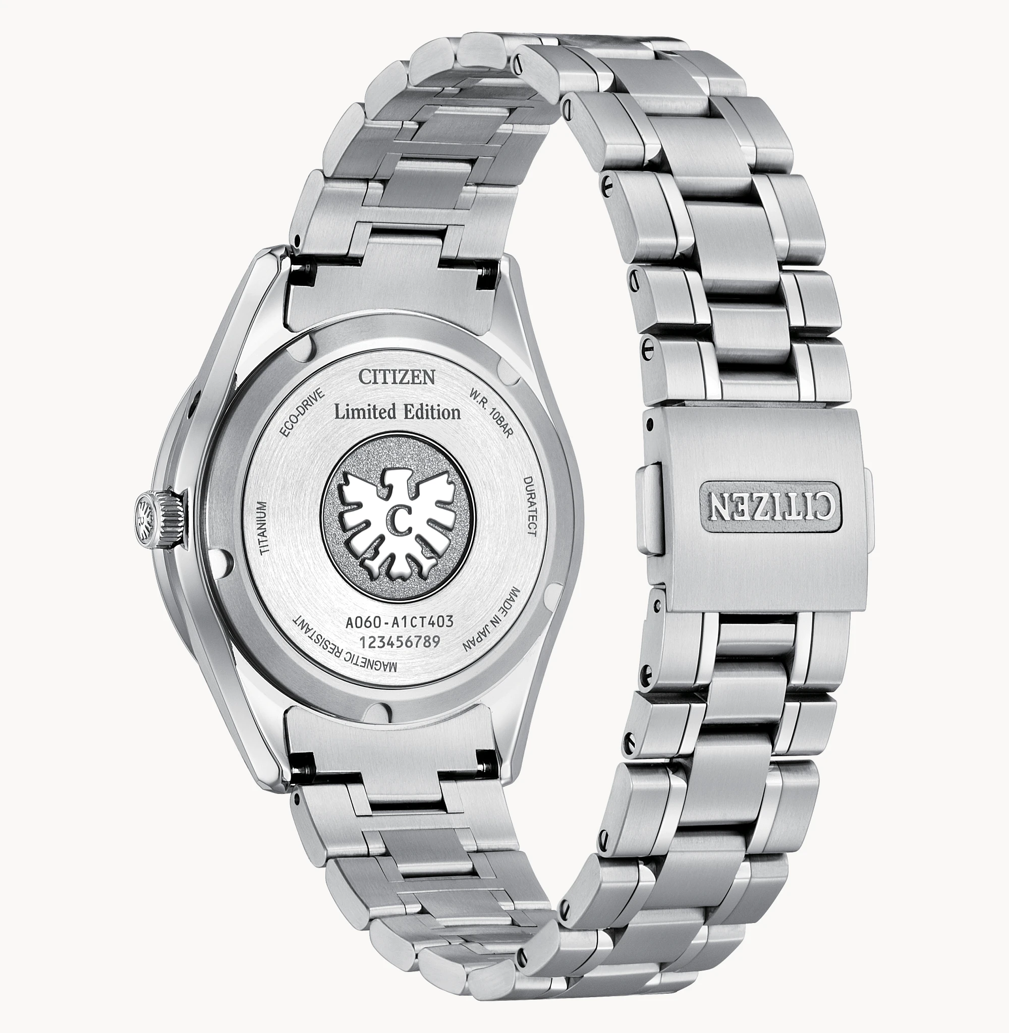 Caseback and bracelet view of The CITIZEN AQ4100-65X