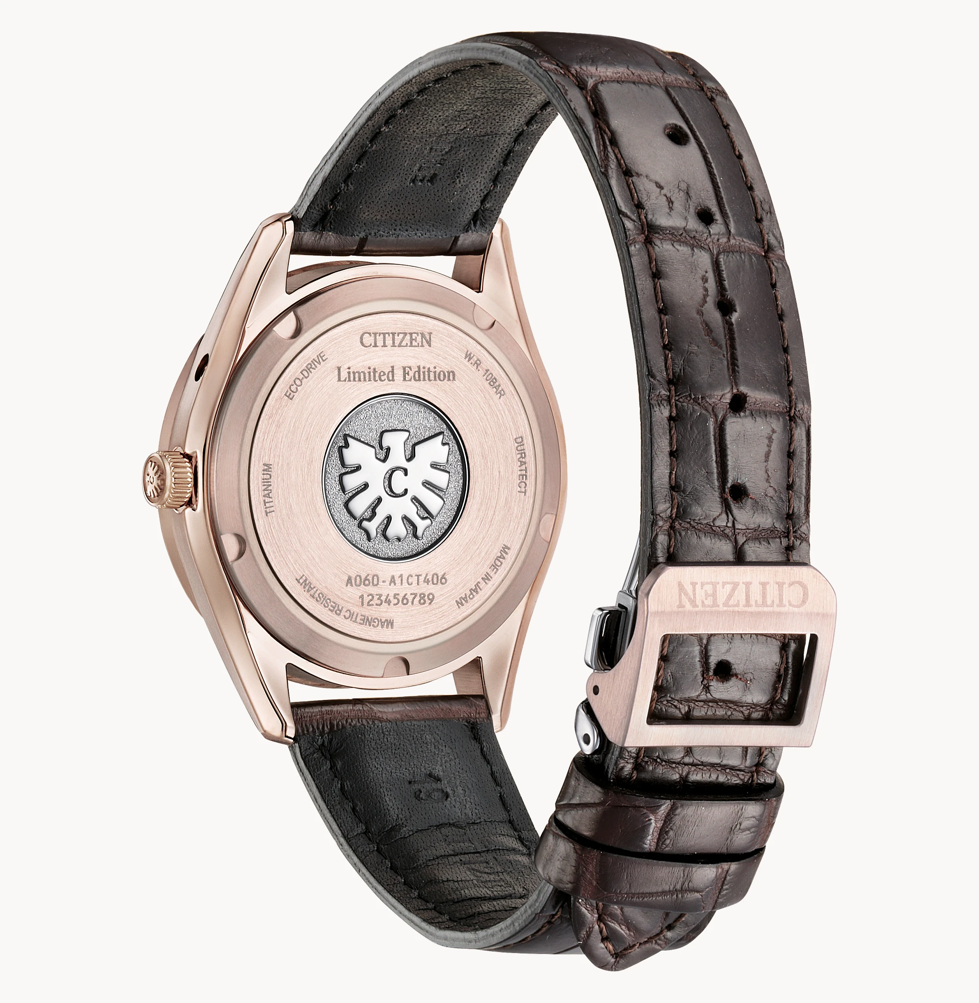 Caseback view of The CITIZEN AQ4106-00B