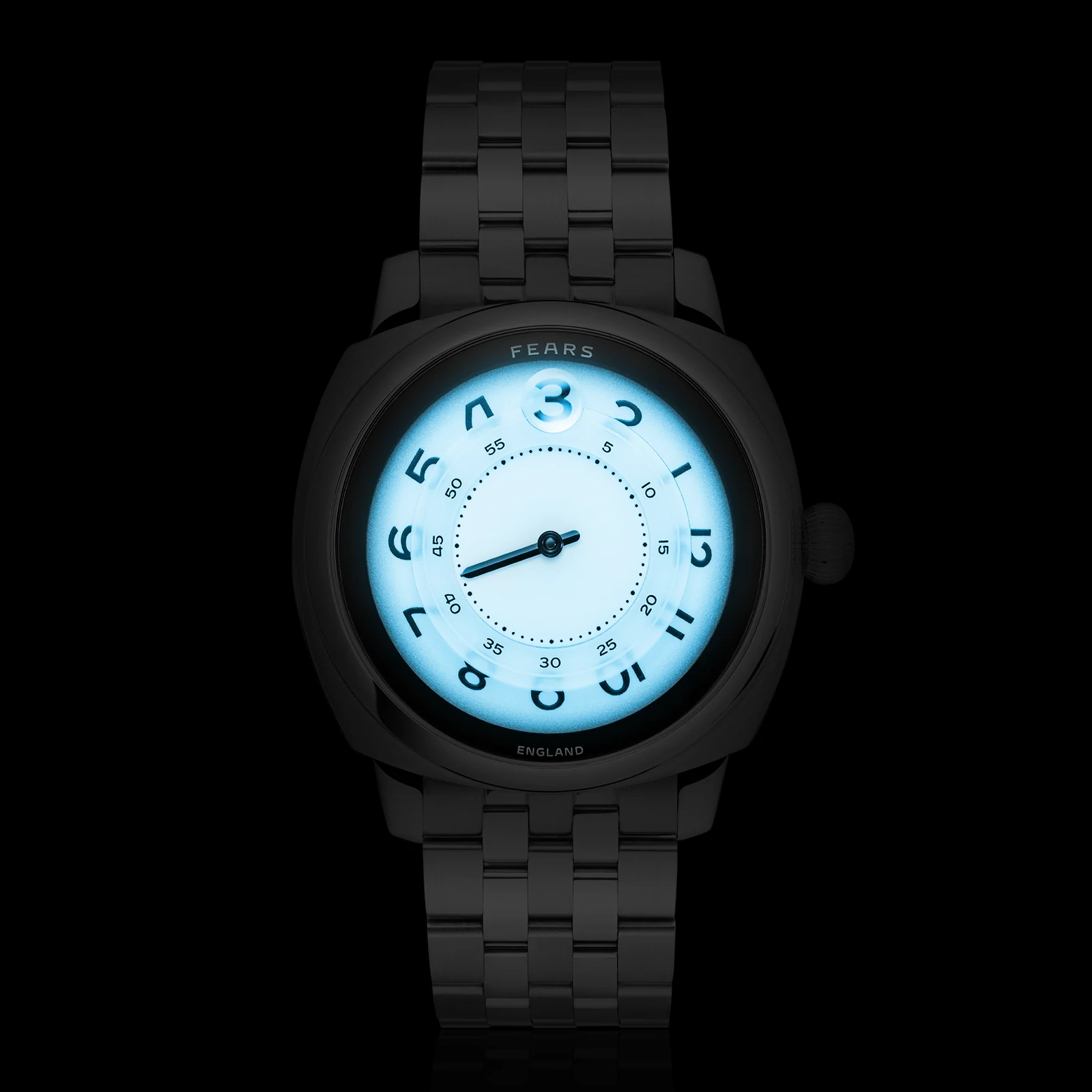 Fears Brunswick 40.5 Jump Hour Ultimus official bracelet lume image.