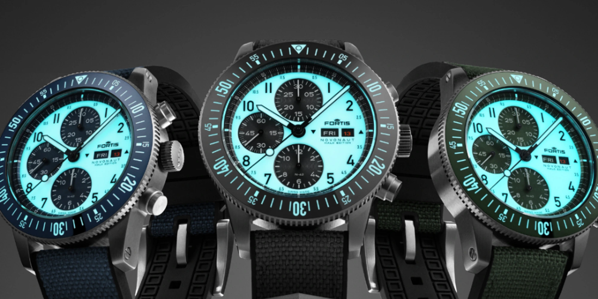 ブラック、ブルー、グリーンのFortis Novonaut Halo