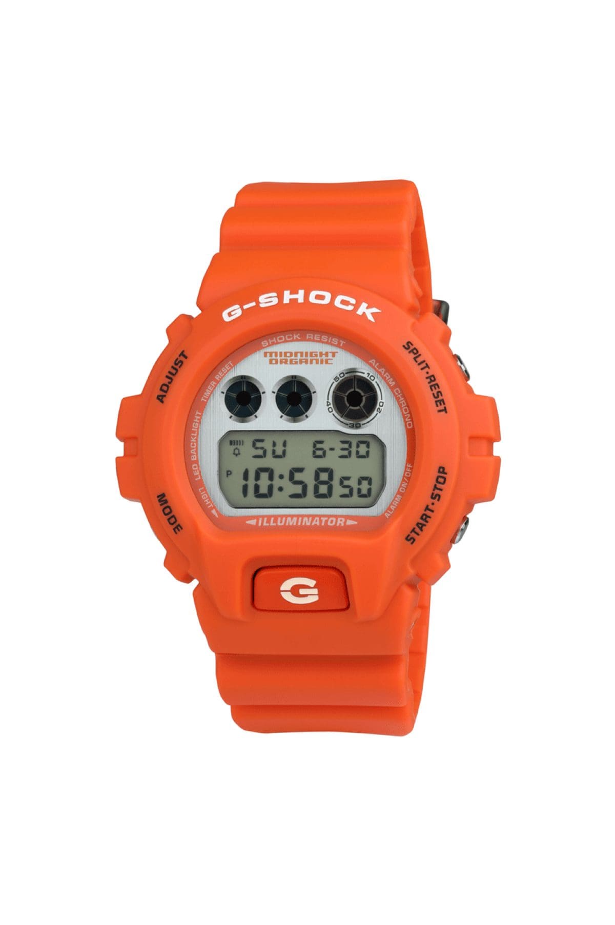 Offizielle Frontansicht der G-SHOCK x Midnight Organic DW6900MO26-4