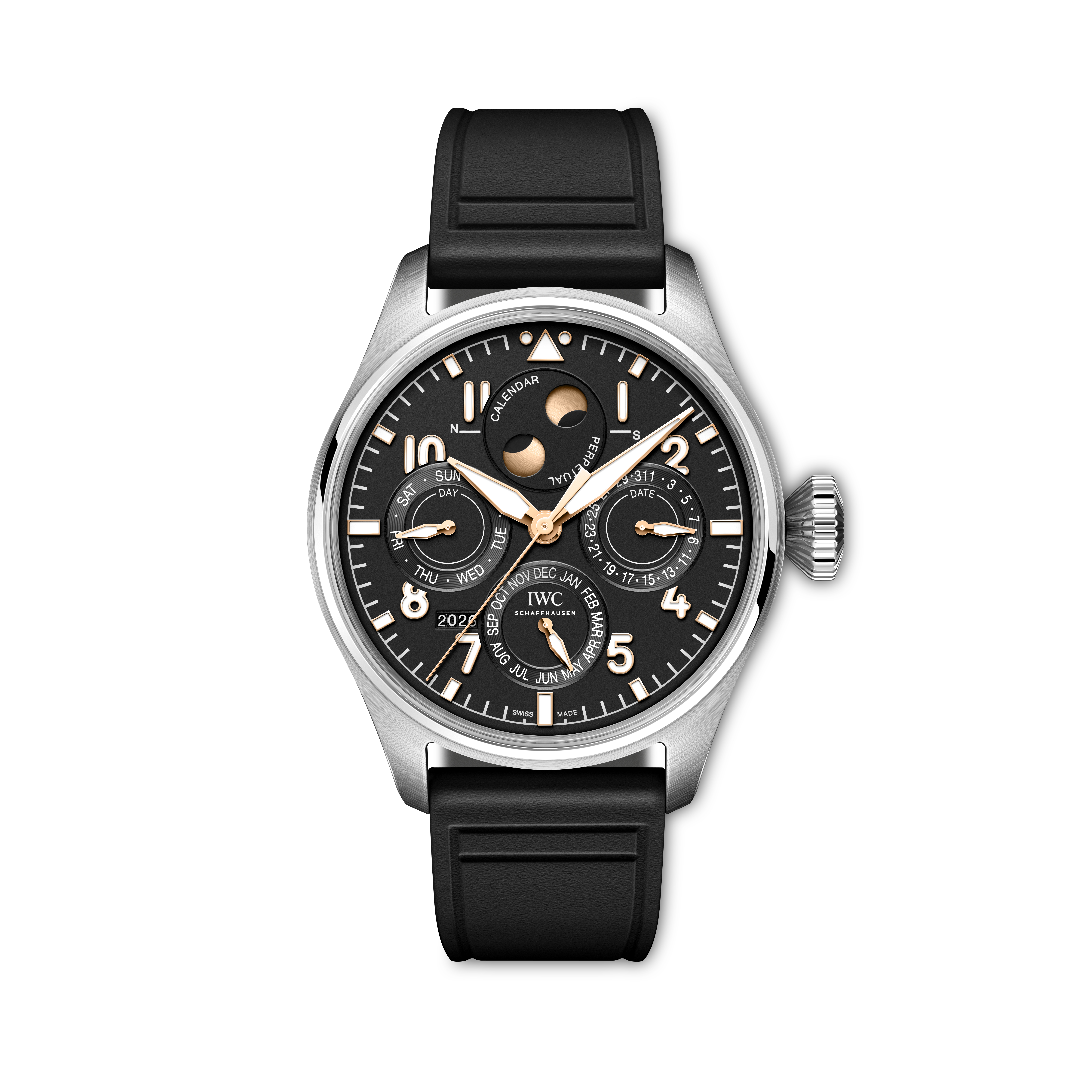 IWC Big Pilot’s Watch Perpetual Calendar ProSet 140 Years Mercedes-Benz IW329603 front view.