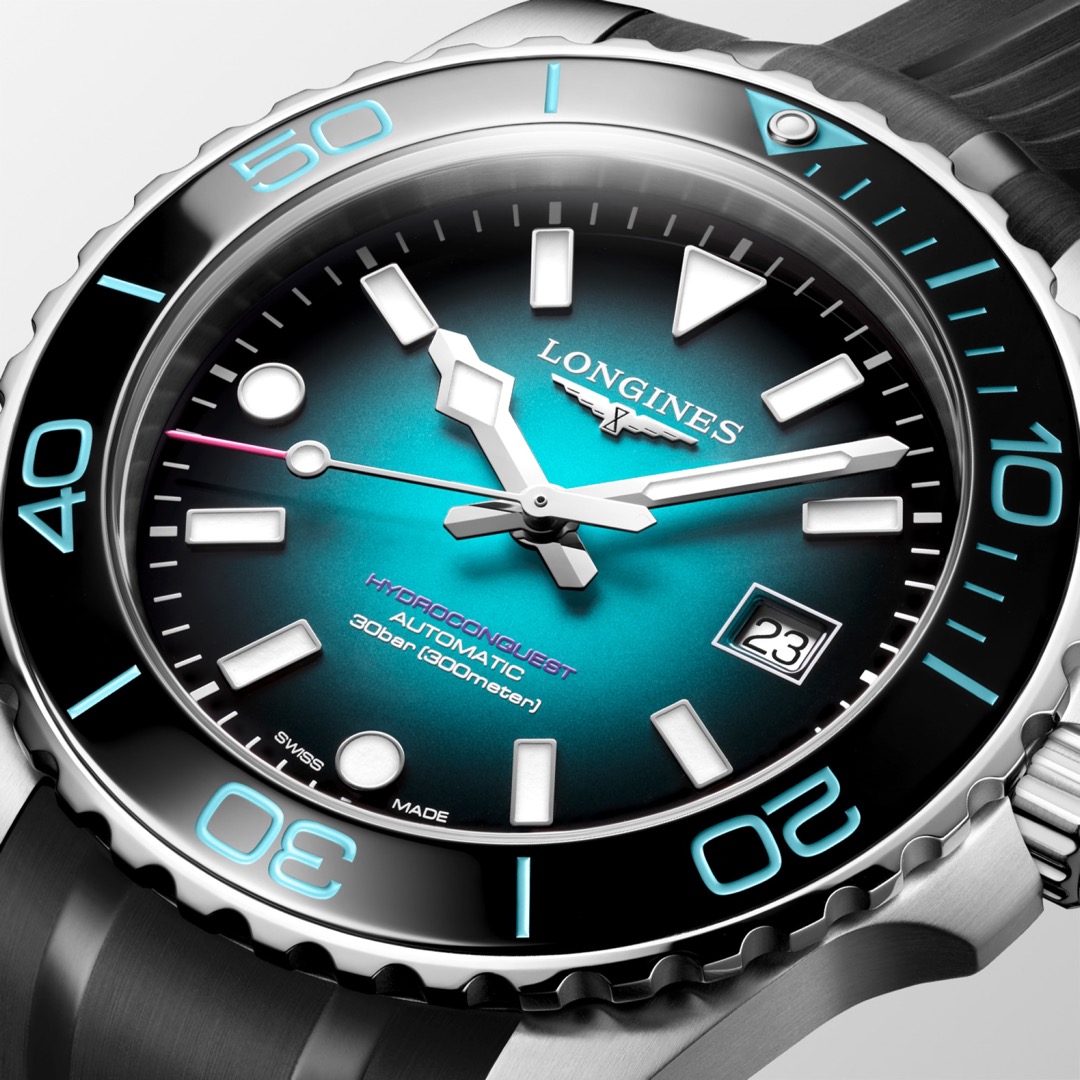 Vue officielle du cadran de la Longines HydroConquest Commonwealth Games Edition