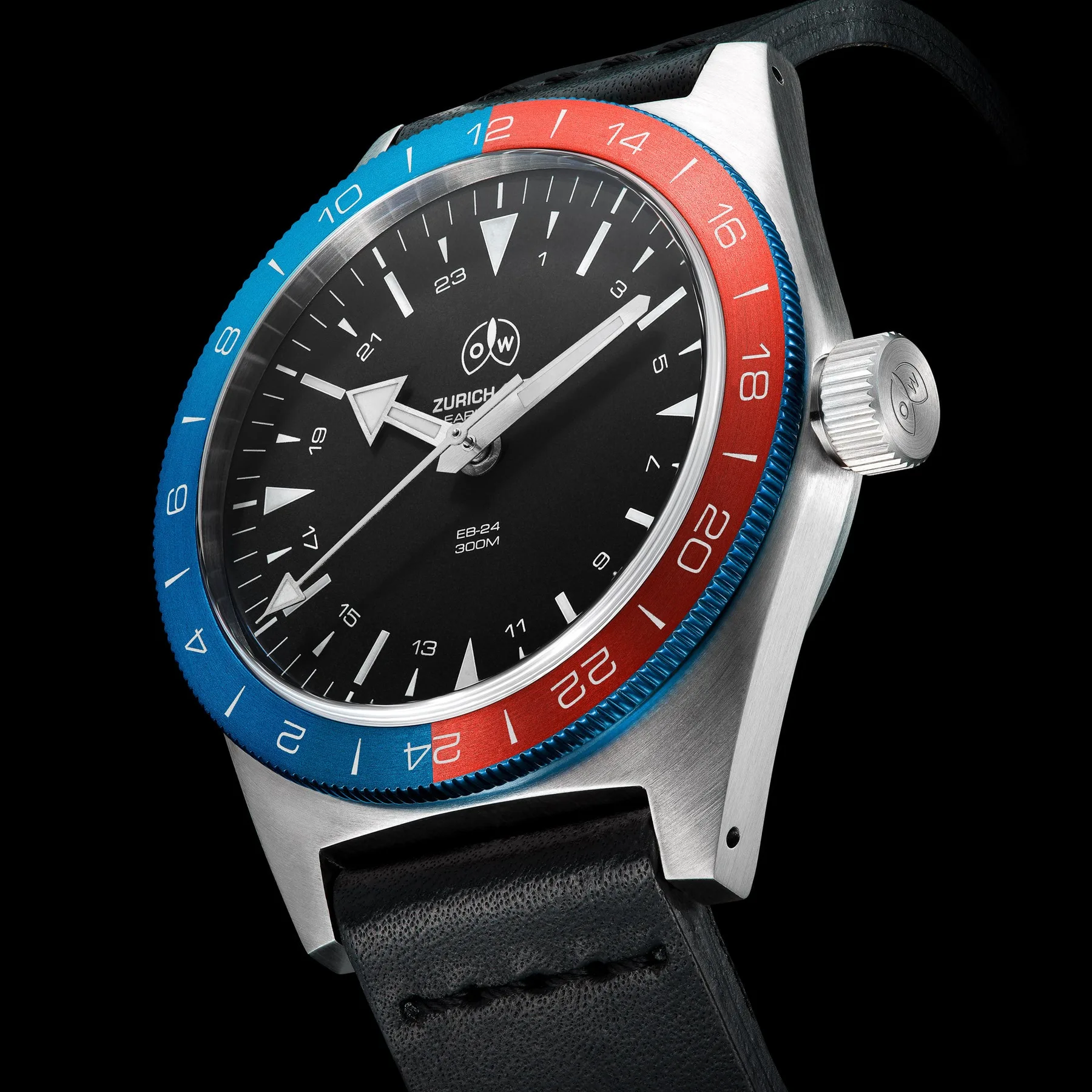 Ollech & Wajs Early Bird EB-24 crown-side angle detail