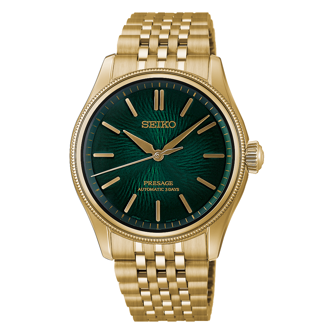 Seiko Presage Classic HCC009J1 official full front view with matsuba green dial