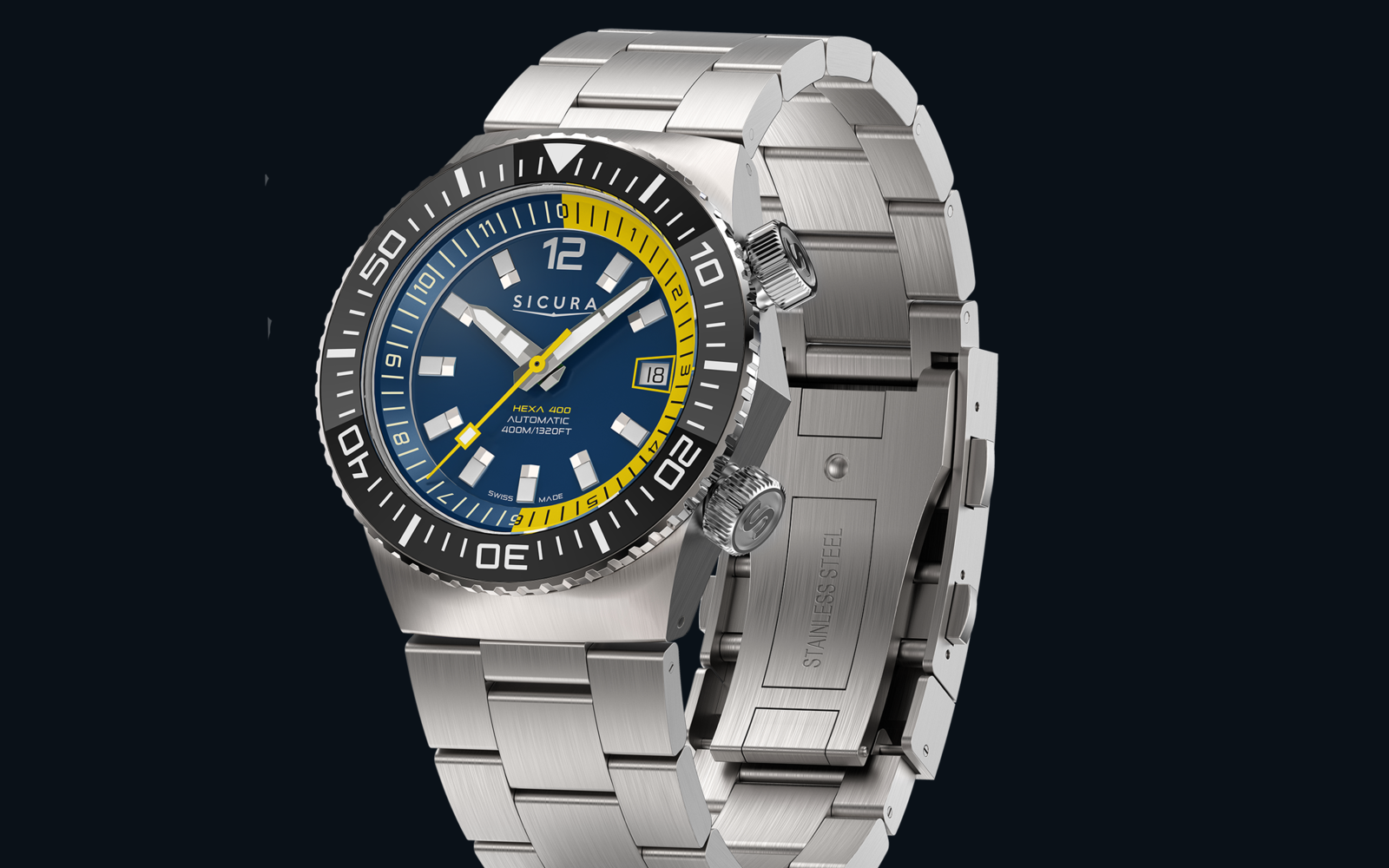 Image officielle trois-quarts de la Sicura HEXA 400 Blue