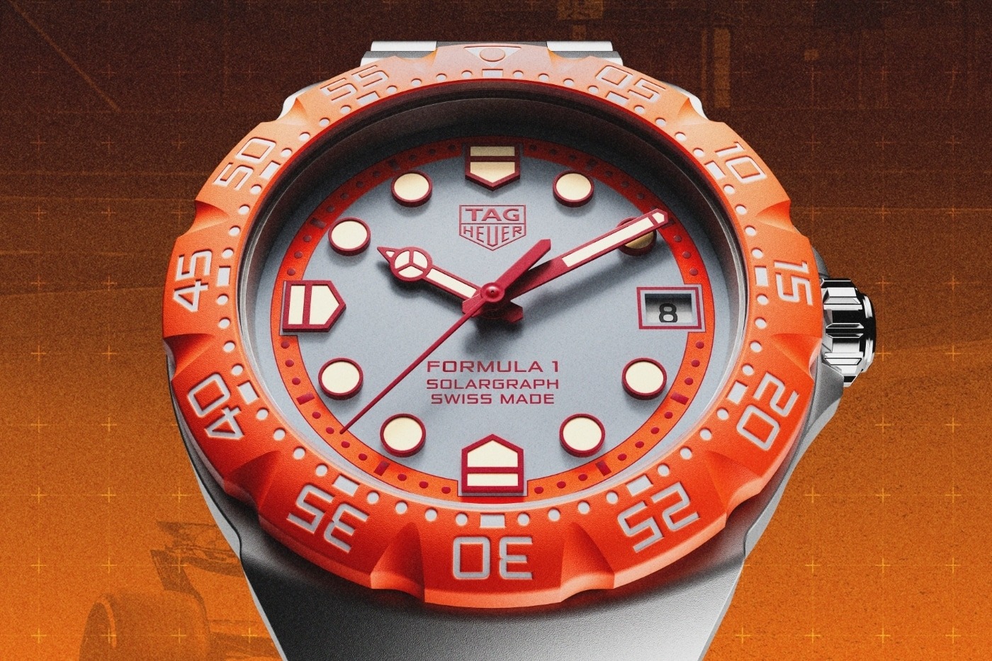 TAG Heuer Formula 1 Solargraph Zandvoort dial detail の公式画像。